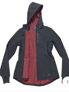 Mondetta Outdoor Project Women’s Black Softshell Hooded Jacket Red Fleece S